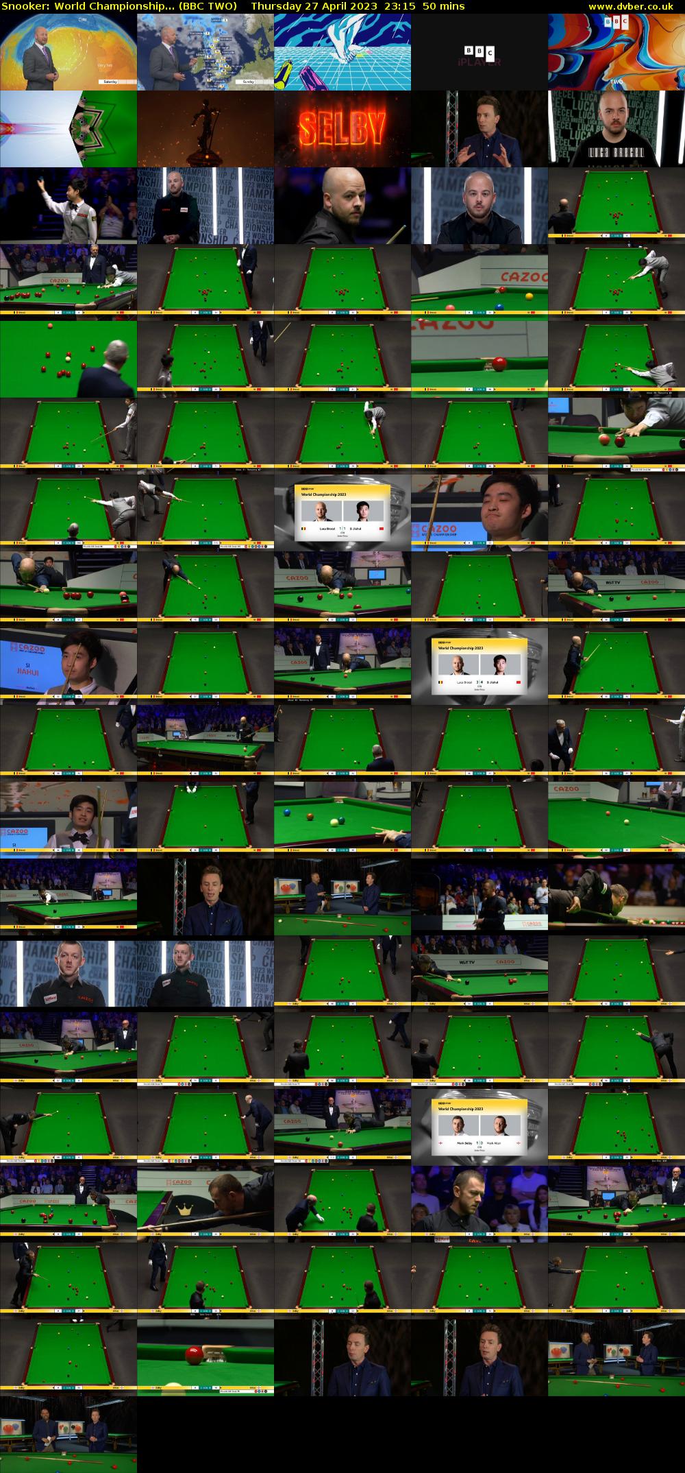 Snooker: World Championship... (BBC TWO) Thursday 27 April 2023 23:15 - 00:05