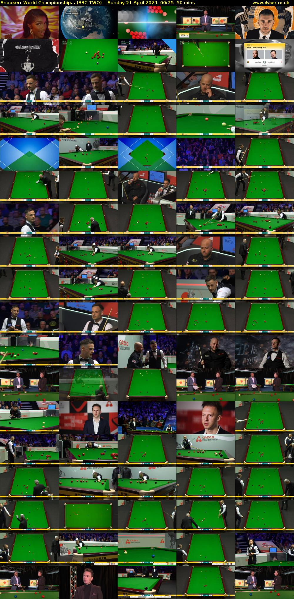 Snooker: World Championship... (BBC TWO) Sunday 21 April 2024 00:25 - 01:15