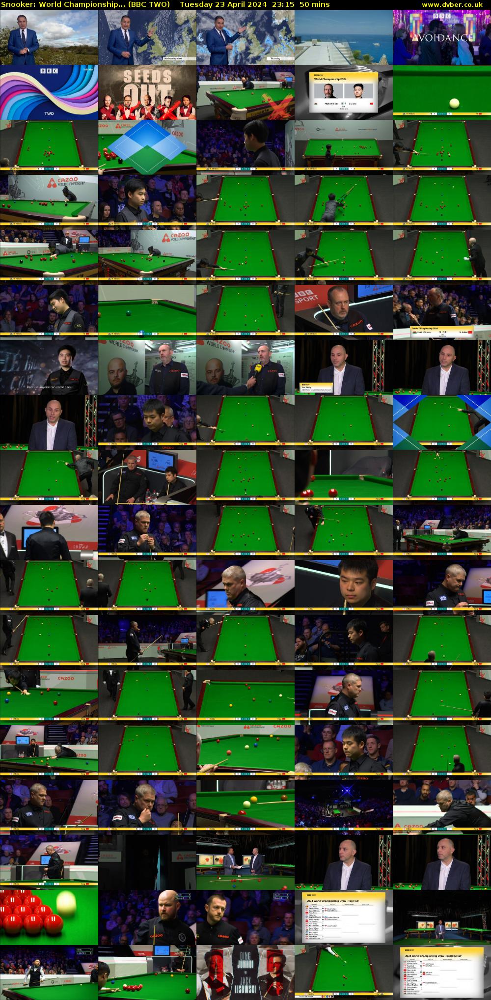 Snooker: World Championship... (BBC TWO) Tuesday 23 April 2024 23:15 - 00:05