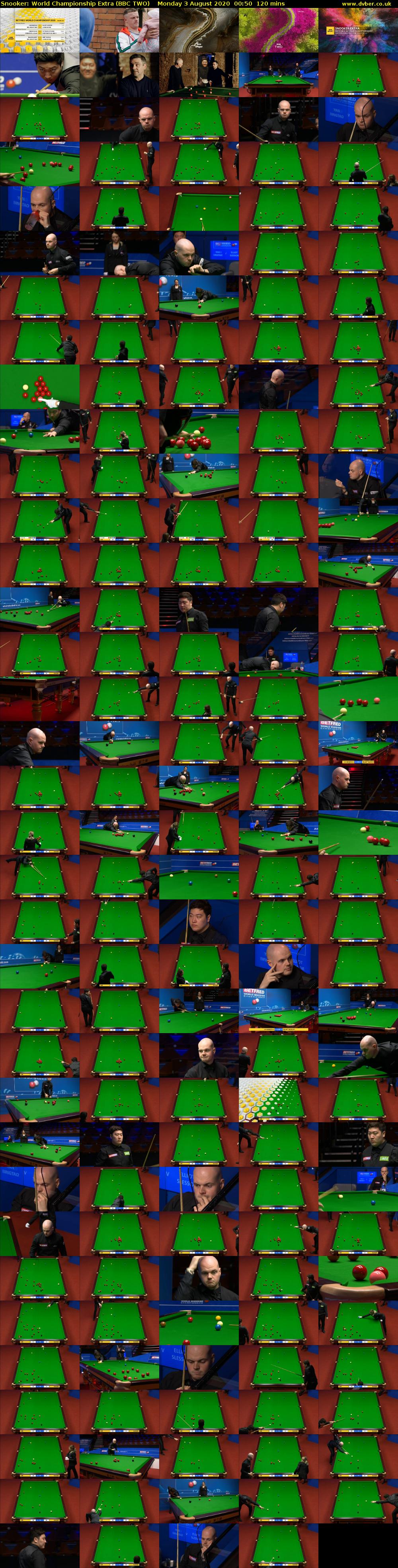 Snooker: World Championship Extra (BBC TWO) Monday 3 August 2020 00:50 - 02:50