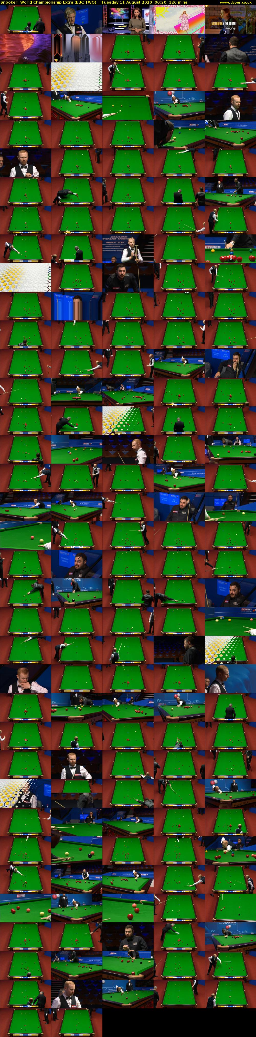 Snooker: World Championship Extra (BBC TWO) Tuesday 11 August 2020 00:20 - 02:20