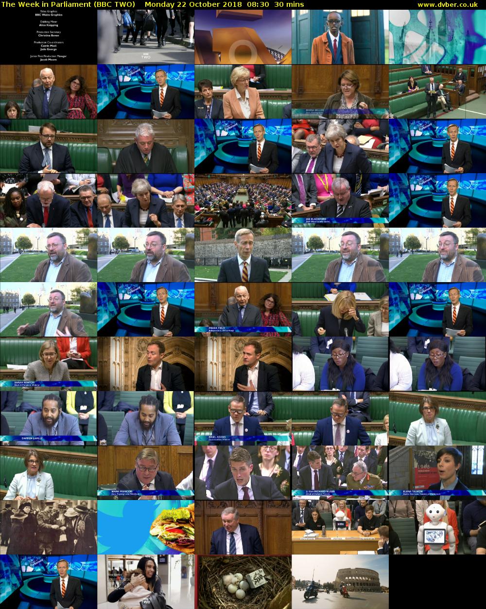 The Week in Parliament (BBC TWO) Monday 22 October 2018 08:30 - 09:00