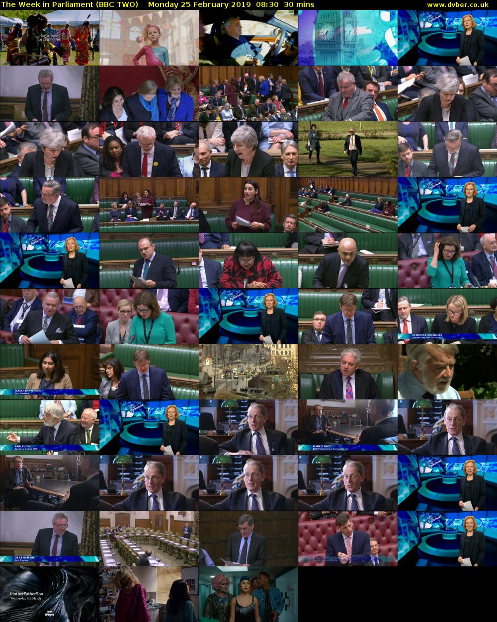 The Week in Parliament (BBC TWO) Monday 25 February 2019 08:30 - 09:00