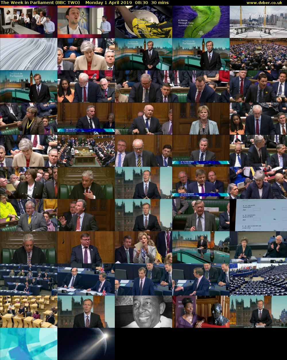 The Week in Parliament (BBC TWO) Monday 1 April 2019 08:30 - 09:00