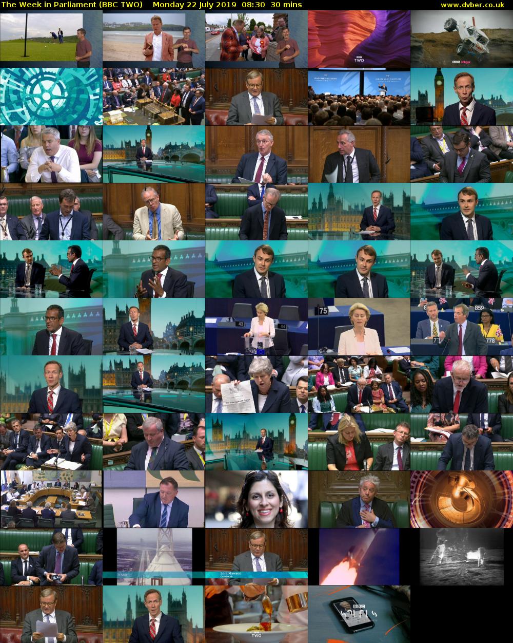 The Week in Parliament (BBC TWO) Monday 22 July 2019 08:30 - 09:00
