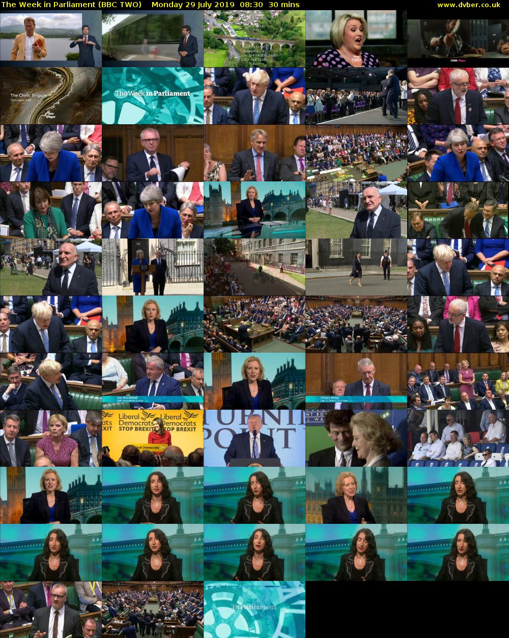 The Week in Parliament (BBC TWO) Monday 29 July 2019 08:30 - 09:00
