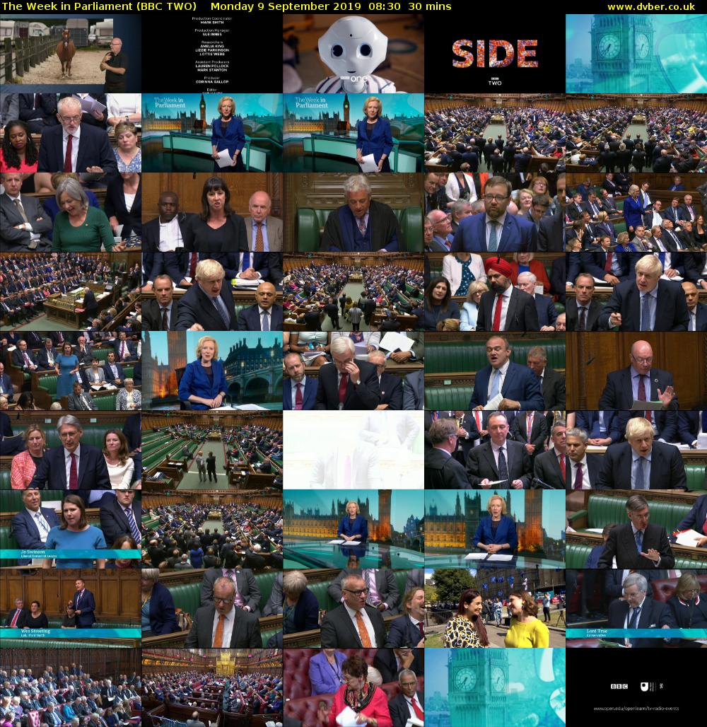 The Week in Parliament (BBC TWO) Monday 9 September 2019 08:30 - 09:00