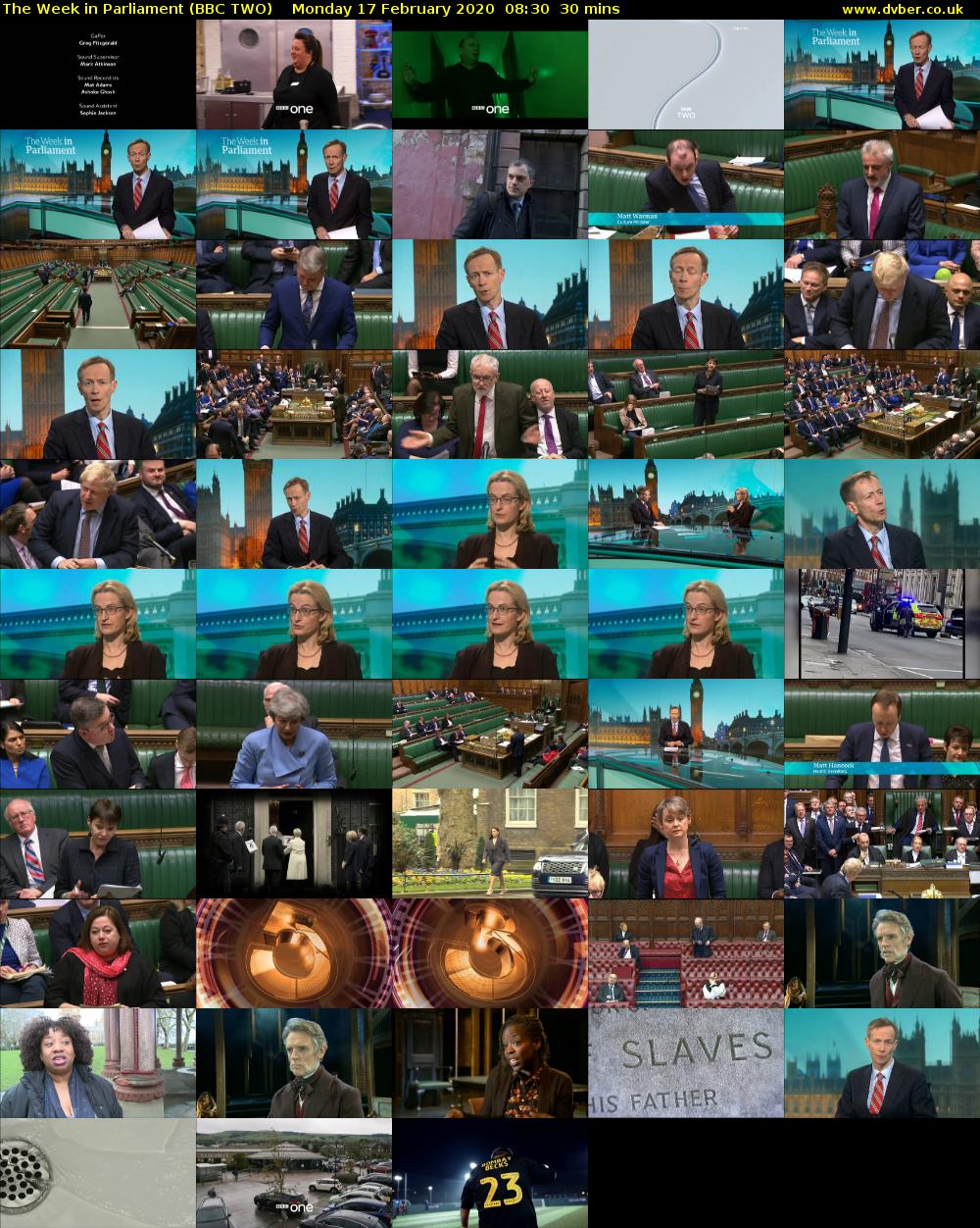 The Week in Parliament (BBC TWO) Monday 17 February 2020 08:30 - 09:00
