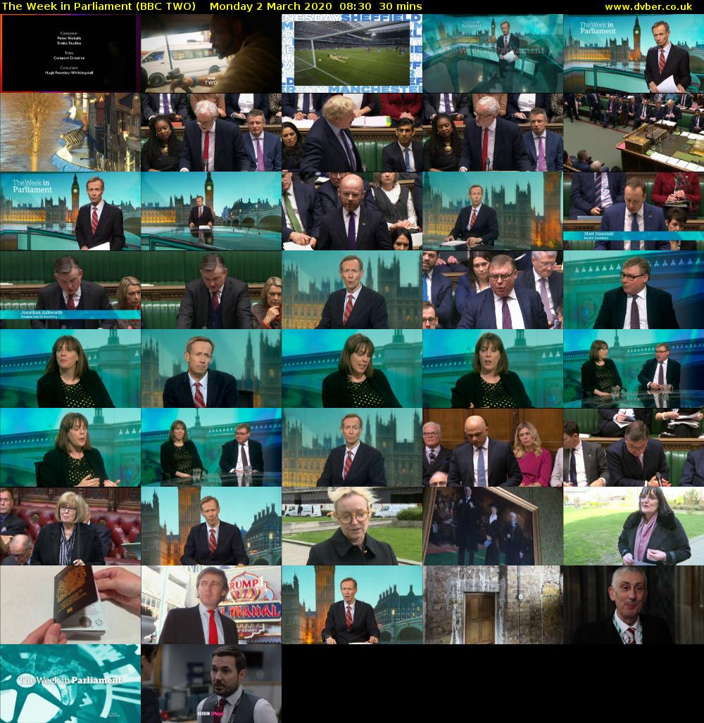The Week in Parliament (BBC TWO) Monday 2 March 2020 08:30 - 09:00