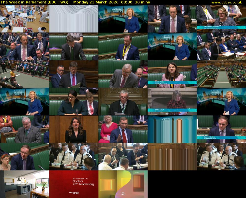 The Week in Parliament (BBC TWO) Monday 23 March 2020 08:30 - 09:00