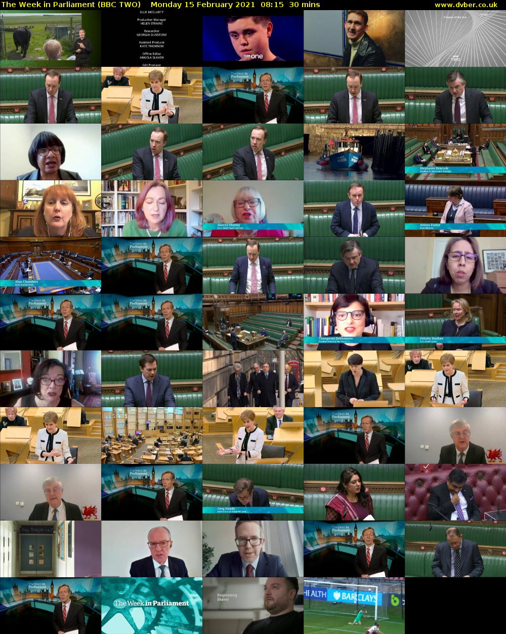 The Week in Parliament (BBC TWO) Monday 15 February 2021 08:15 - 08:45