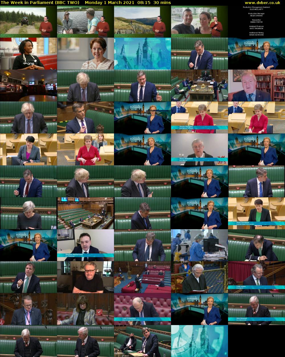 The Week in Parliament (BBC TWO) Monday 1 March 2021 08:15 - 08:45