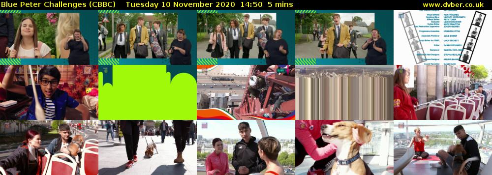 Blue Peter Challenges (CBBC) Tuesday 10 November 2020 14:50 - 14:55