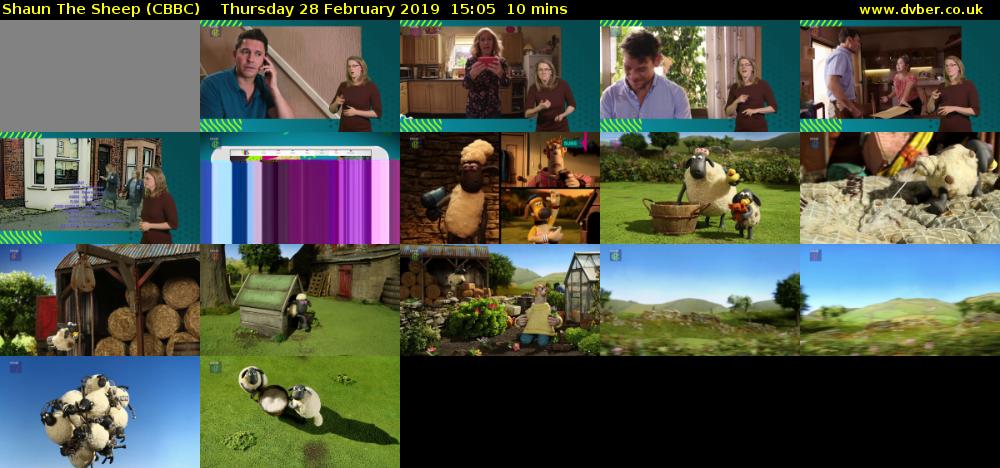 Shaun The Sheep (CBBC) Thursday 28 February 2019 15:05 - 15:15