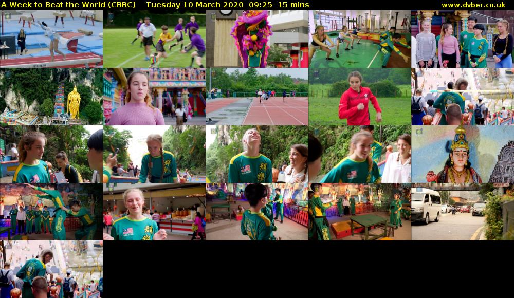 A Week to Beat the World (CBBC) Tuesday 10 March 2020 09:25 - 09:40