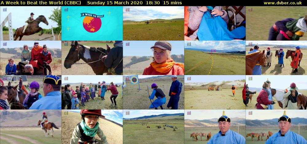 A Week to Beat the World (CBBC) Sunday 15 March 2020 18:30 - 18:45