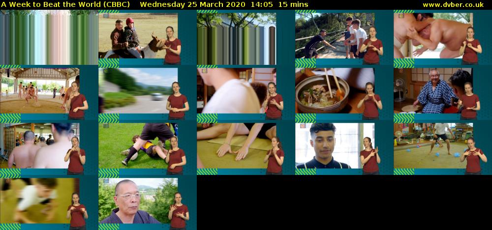 A Week to Beat the World (CBBC) Wednesday 25 March 2020 14:05 - 14:20