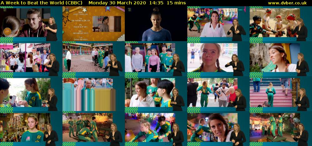 A Week to Beat the World (CBBC) Monday 30 March 2020 14:35 - 14:50