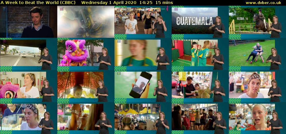 A Week to Beat the World (CBBC) Wednesday 1 April 2020 14:25 - 14:40
