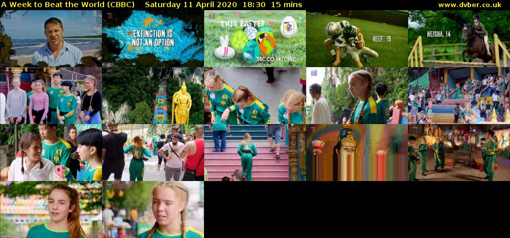 A Week to Beat the World (CBBC) Saturday 11 April 2020 18:30 - 18:45
