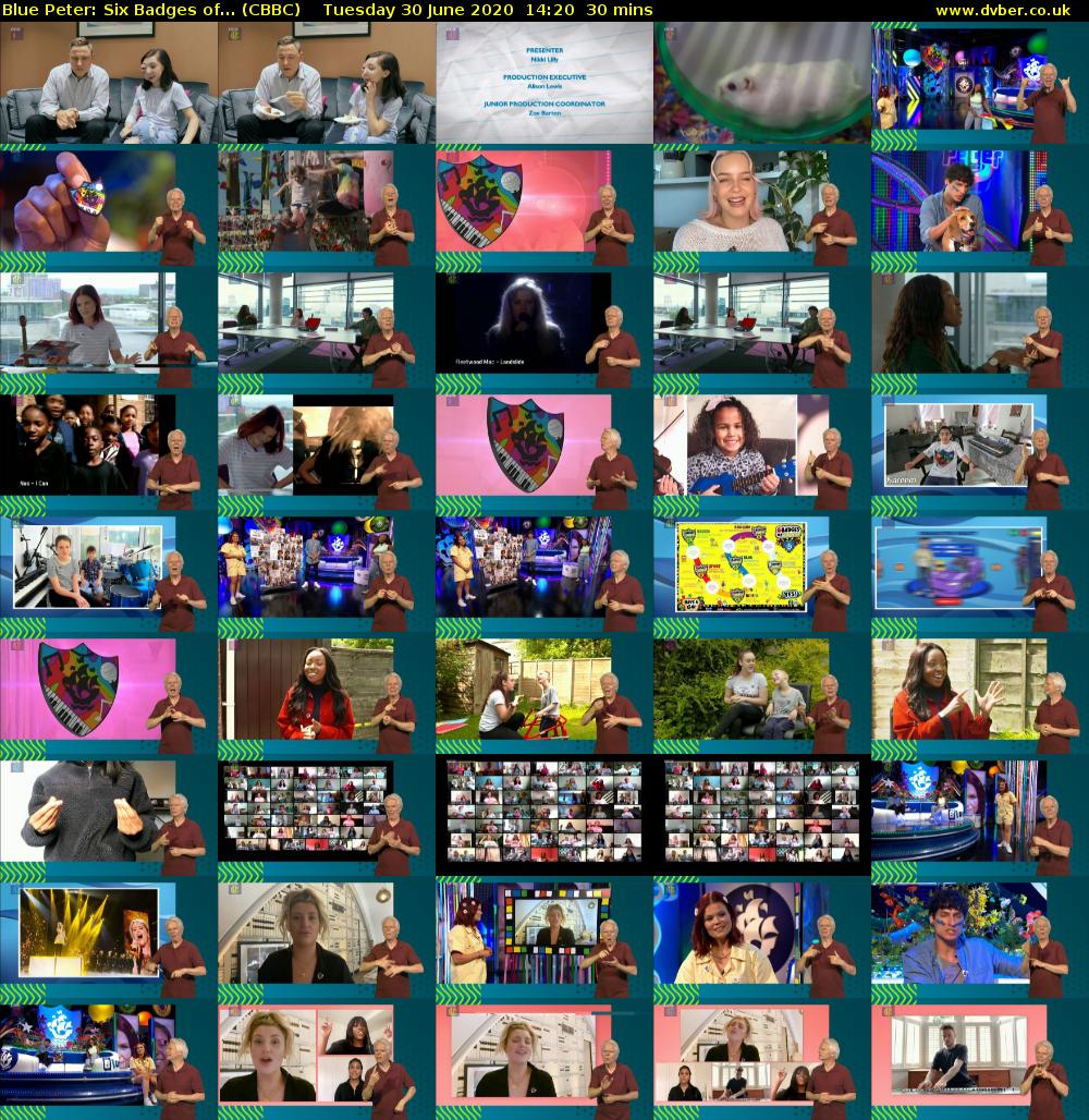 Blue Peter: Six Badges of... (CBBC) Tuesday 30 June 2020 14:20 - 14:50