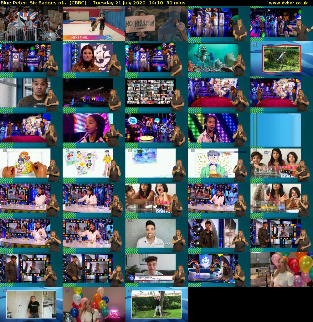 Blue Peter: Six Badges of... (CBBC) Tuesday 21 July 2020 14:10 - 14:40