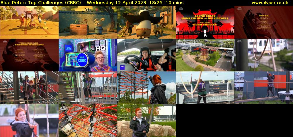 Blue Peter: Top Challenges (CBBC) Wednesday 12 April 2023 18:25 - 18:35