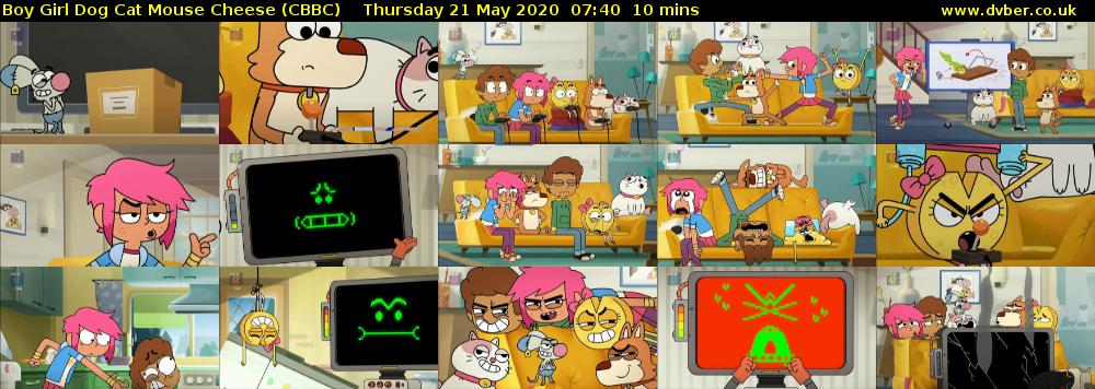 Boy Girl Dog Cat Mouse Cheese (CBBC) Thursday 21 May 2020 07:40 - 07:50