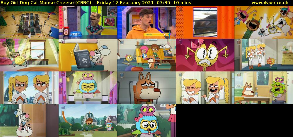 Boy Girl Dog Cat Mouse Cheese (CBBC) Friday 12 February 2021 07:35 - 07:45