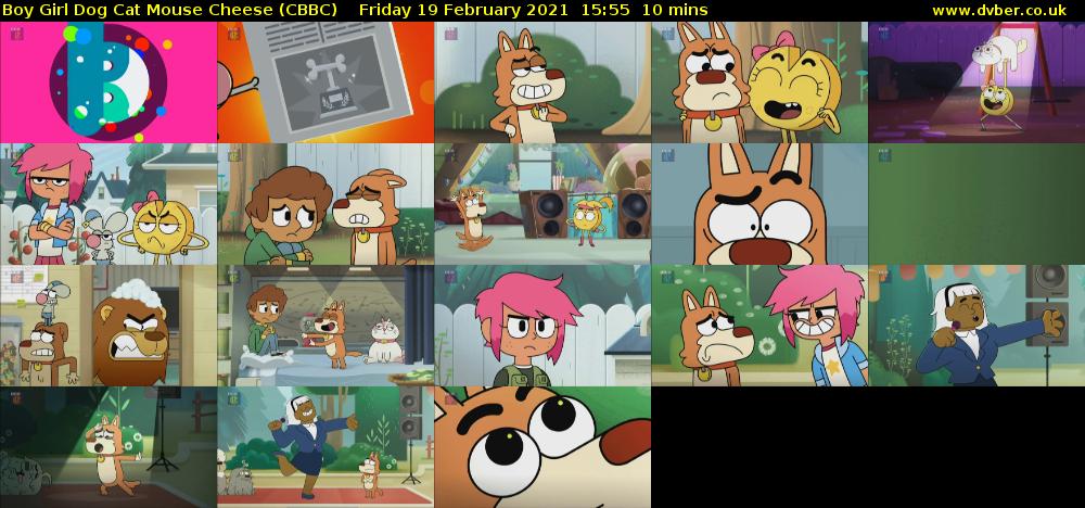 Boy Girl Dog Cat Mouse Cheese (CBBC) Friday 19 February 2021 15:55 - 16:05