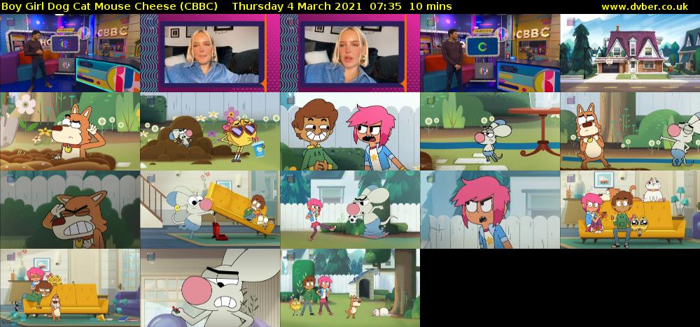Boy Girl Dog Cat Mouse Cheese (CBBC) Thursday 4 March 2021 07:35 - 07:45