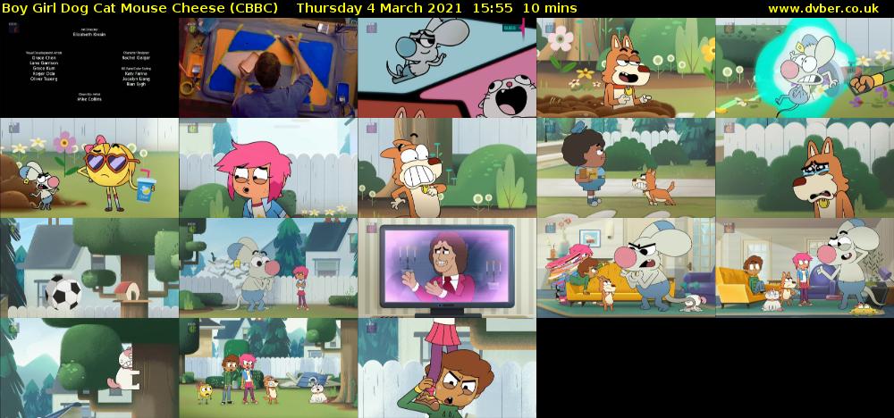 Boy Girl Dog Cat Mouse Cheese (CBBC) Thursday 4 March 2021 15:55 - 16:05