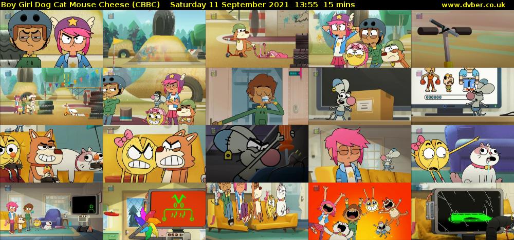 Boy Girl Dog Cat Mouse Cheese (CBBC) Saturday 11 September 2021 13:55 - 14:10