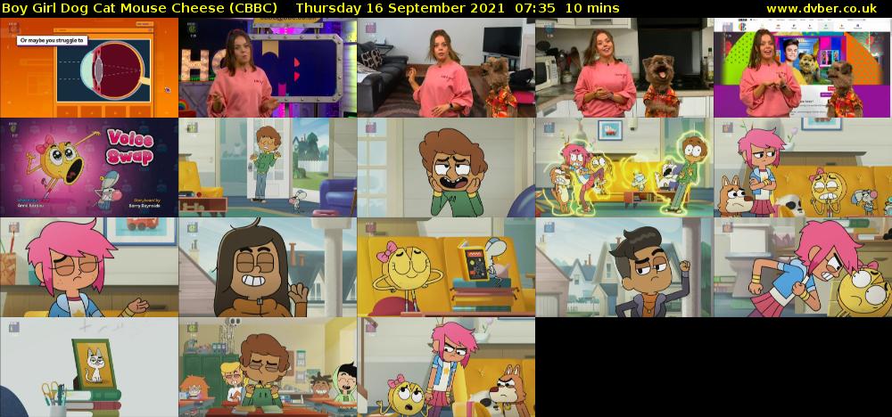 Boy Girl Dog Cat Mouse Cheese (CBBC) Thursday 16 September 2021 07:35 - 07:45