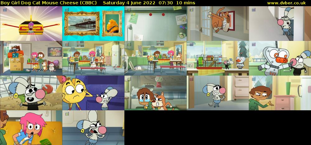 Boy Girl Dog Cat Mouse Cheese (CBBC) Saturday 4 June 2022 07:30 - 07:40