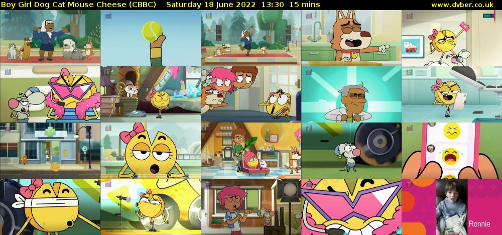 Boy Girl Dog Cat Mouse Cheese (CBBC) Saturday 18 June 2022 13:30 - 13:45