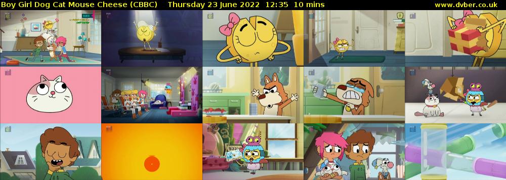 Boy Girl Dog Cat Mouse Cheese (CBBC) Thursday 23 June 2022 12:35 - 12:45