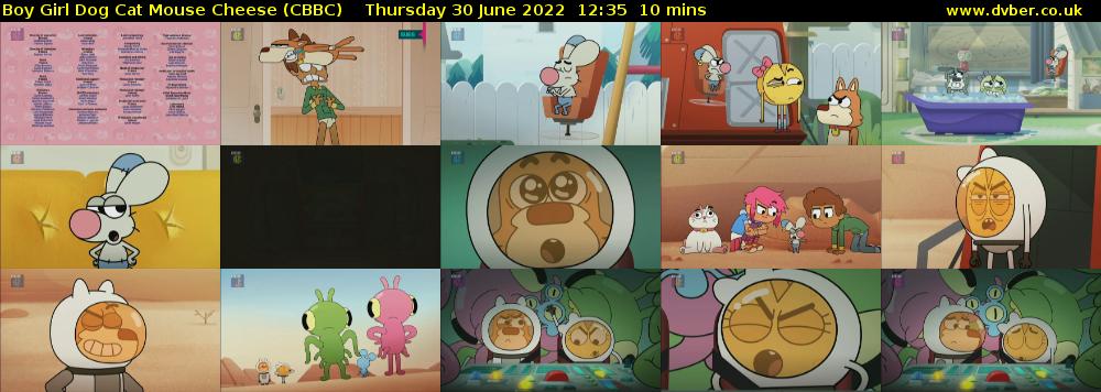 Boy Girl Dog Cat Mouse Cheese (CBBC) Thursday 30 June 2022 12:35 - 12:45