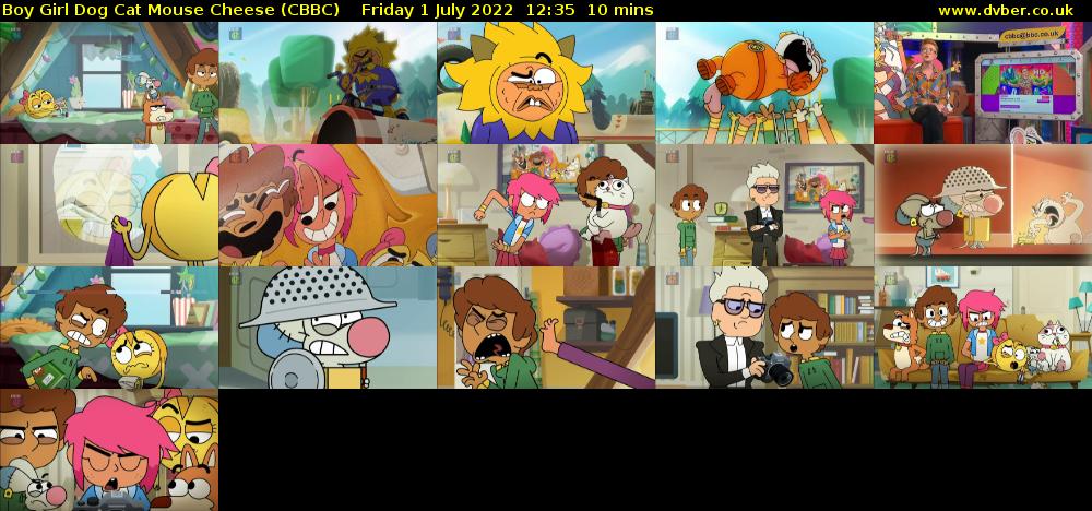 Boy Girl Dog Cat Mouse Cheese (CBBC) Friday 1 July 2022 12:35 - 12:45