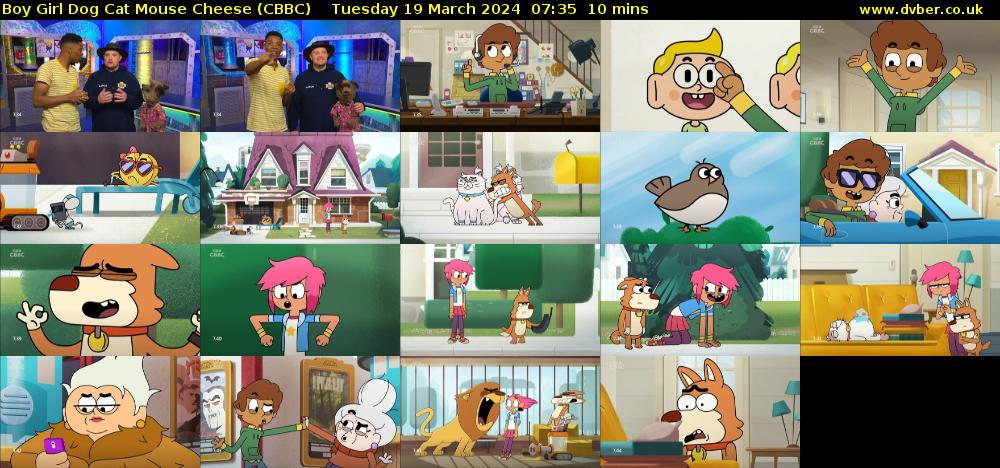 Boy Girl Dog Cat Mouse Cheese (CBBC) Tuesday 19 March 2024 07:35 - 07:45