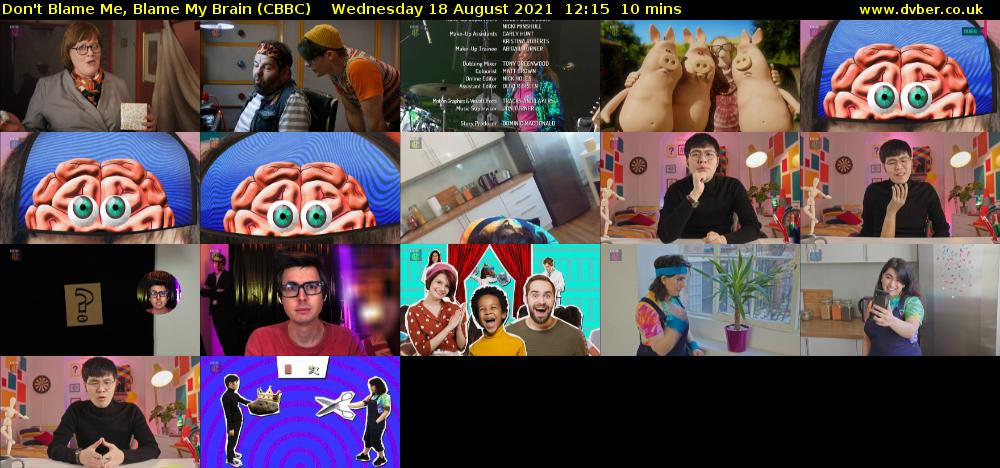 Don't Blame Me, Blame My Brain (CBBC) Wednesday 18 August 2021 12:15 - 12:25