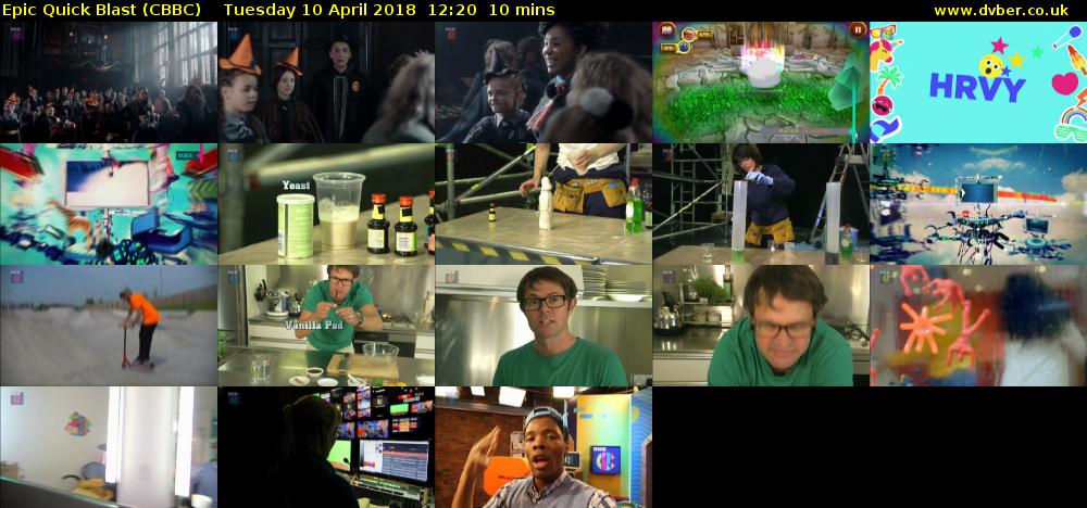 Epic Quick Blast (CBBC) Tuesday 10 April 2018 13:20 - 13:30
