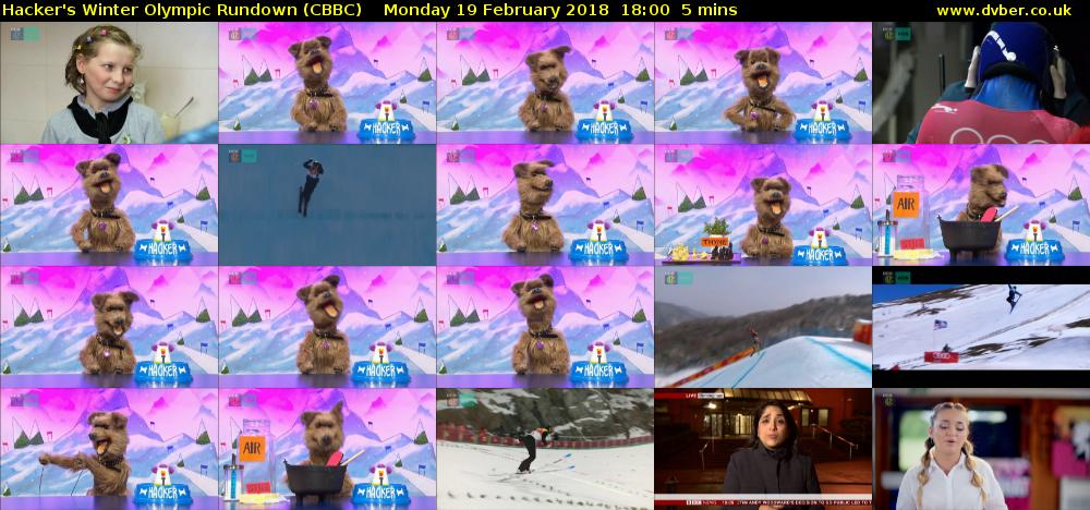 Hacker's Winter Olympic Rundown (CBBC) Monday 19 February 2018 18:00 - 18:05