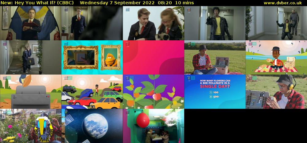 Hey You What If? (CBBC) Wednesday 7 September 2022 08:20 - 08:30