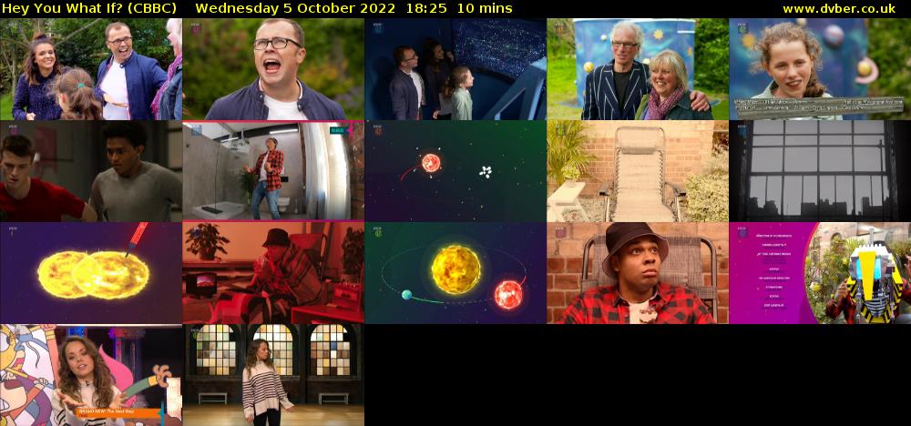 Hey You What If? (CBBC) Wednesday 5 October 2022 18:25 - 18:35