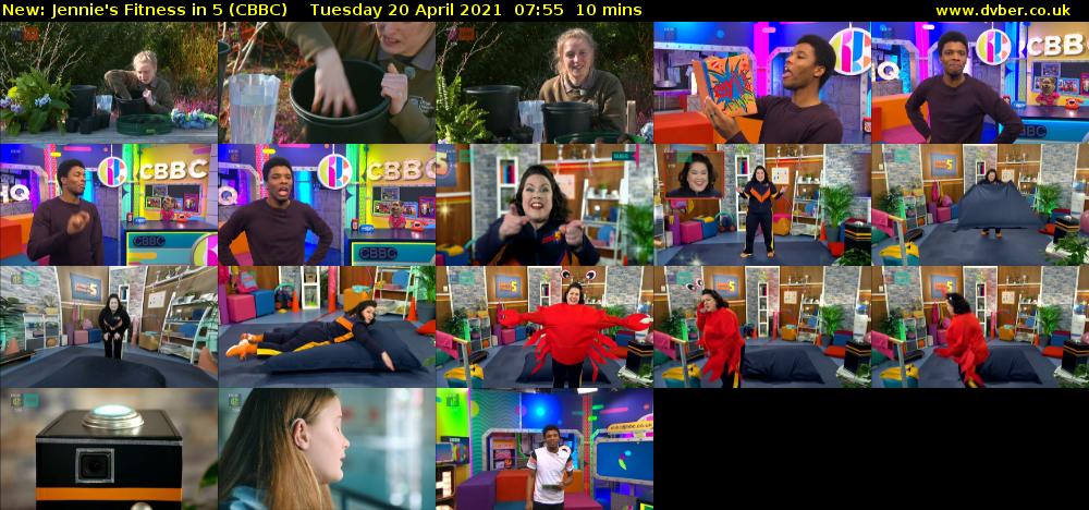 Jennie's Fitness in 5 (CBBC) Tuesday 20 April 2021 07:55 - 08:05