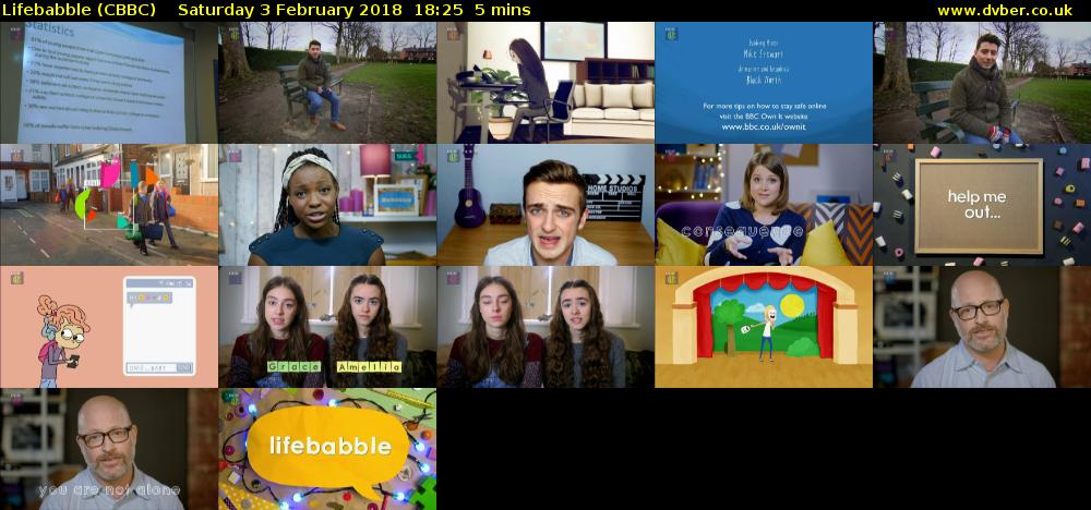 Lifebabble (CBBC) Saturday 3 February 2018 18:25 - 18:30