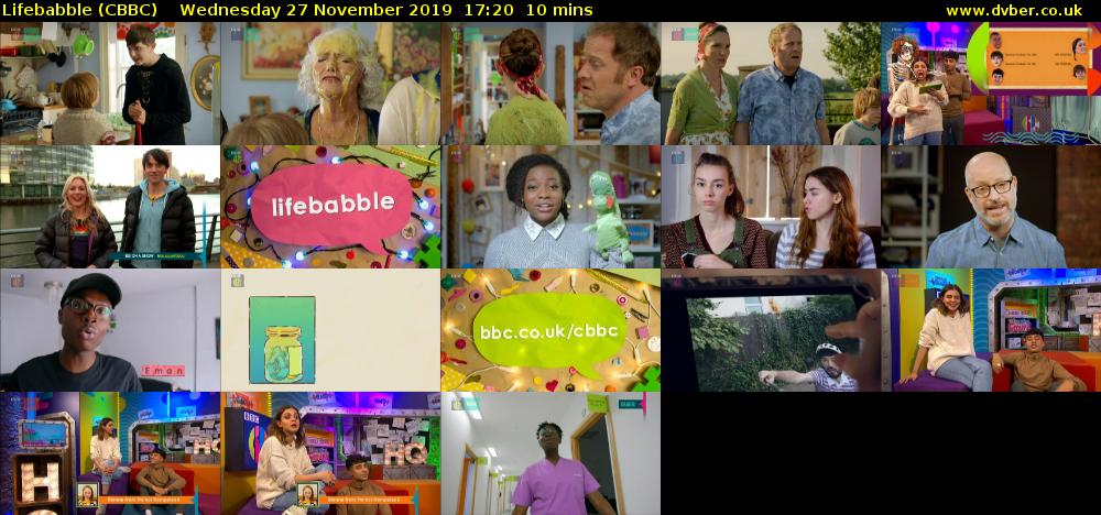 Lifebabble (CBBC) Wednesday 27 November 2019 17:20 - 17:30
