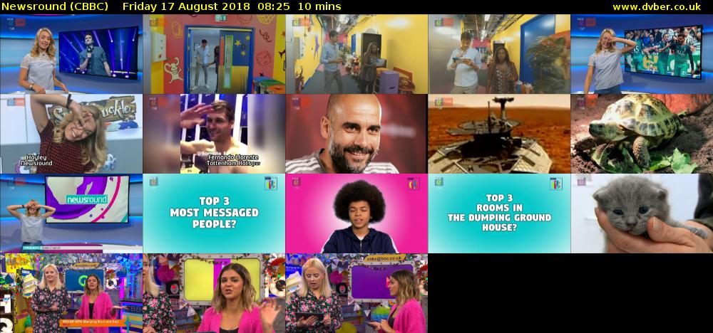 Newsround (CBBC) Friday 17 August 2018 08:25 - 08:35