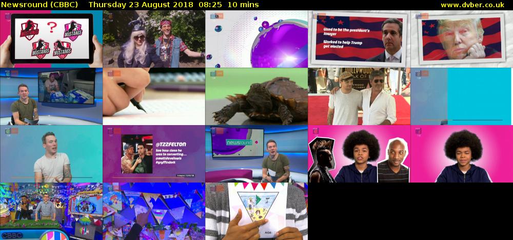 Newsround (CBBC) Thursday 23 August 2018 08:25 - 08:35